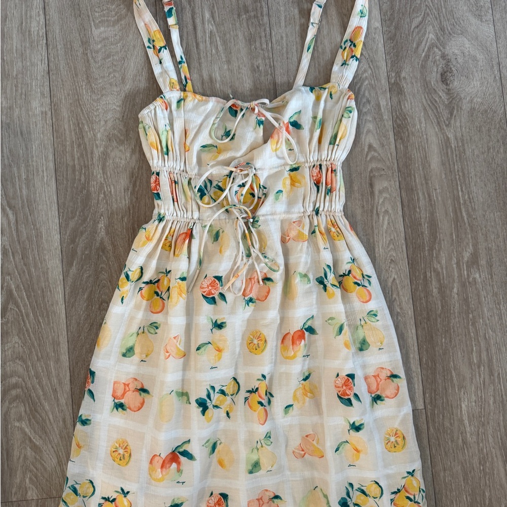 Abercrombie & Fitch White Citrus Print Sun Dress